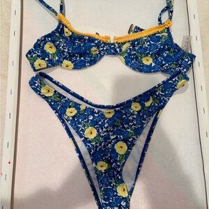 SHEIN Blue and Yellow Floral Bikini